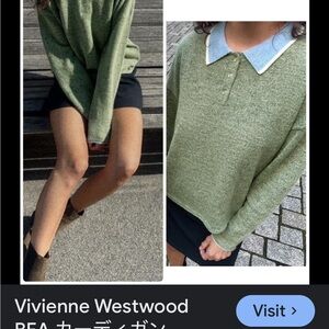 Zara Green Sweater with Blue Collar